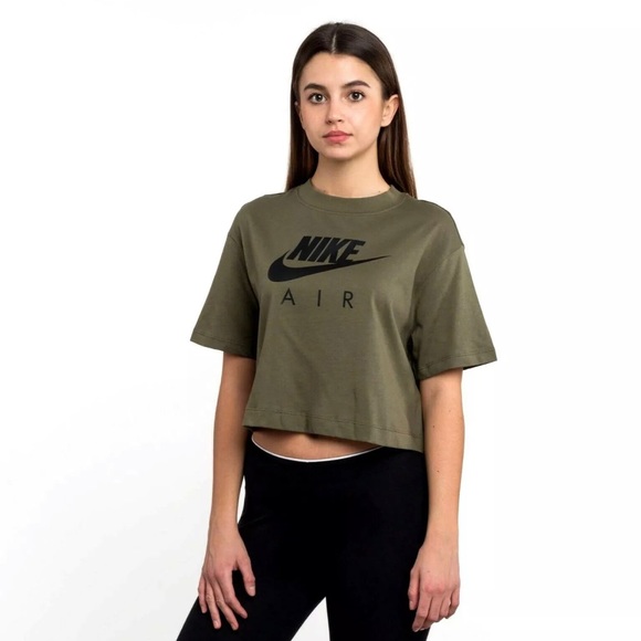 Olive green nike crop top Clearance